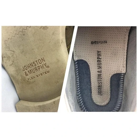 Johnston & Murphy Men's Taupe Suede Sheepskin Brogue Wingtip Oxfords - Picture 8 of 9